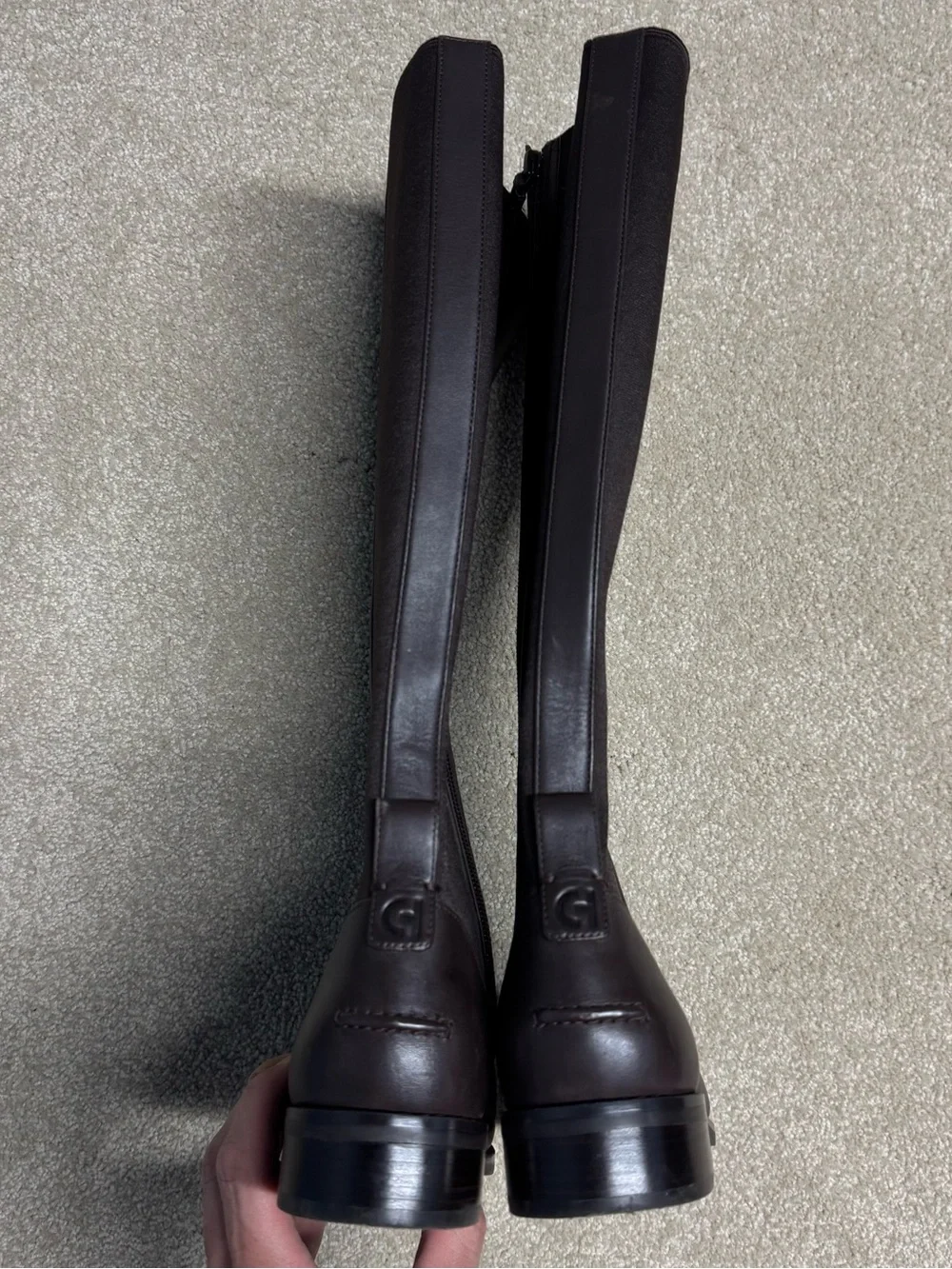 Cole Haan Narina Tall Riding Boots Women’s 7 Brown Leather Comfort Zip Up